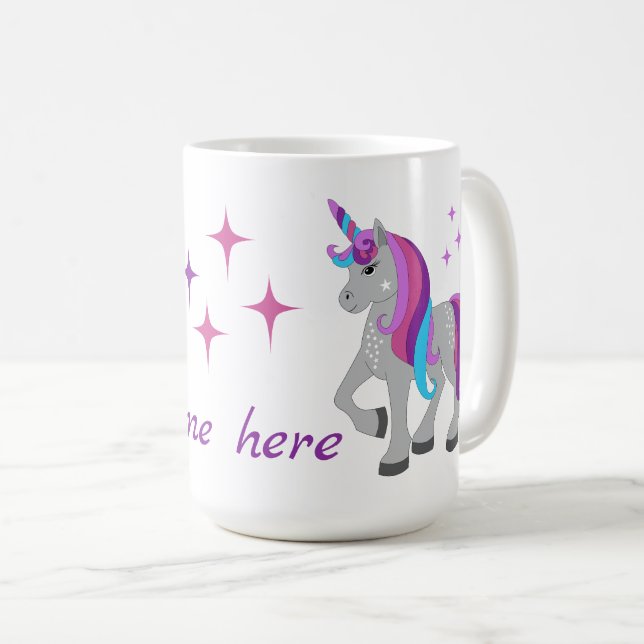 Cute Unicorn & Stars Coffee Mug (Front Right)