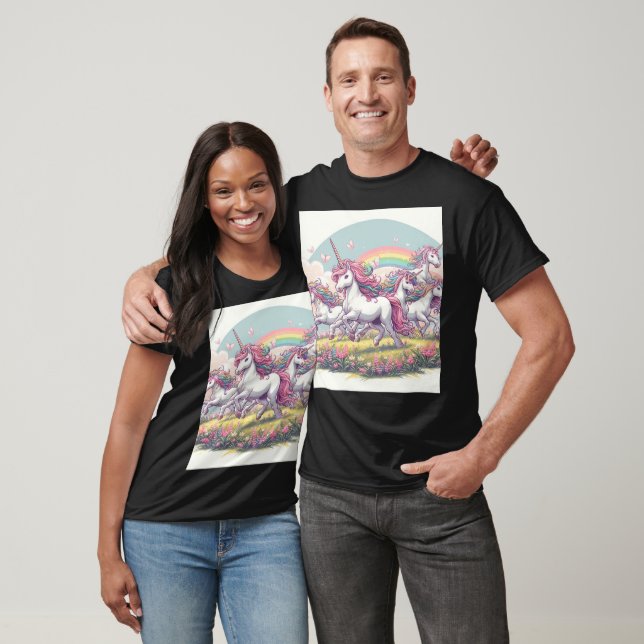 Cute unicorn tee with a magical meadow scene. (Unisex)