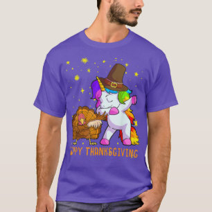 Cute Unicorn Thanksgiving For Girls Pilgrim Hat Tu T-Shirt