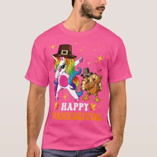 Cute Unicorn Thanksgiving For Girls Pilgrim Hat Tu T-Shirt
