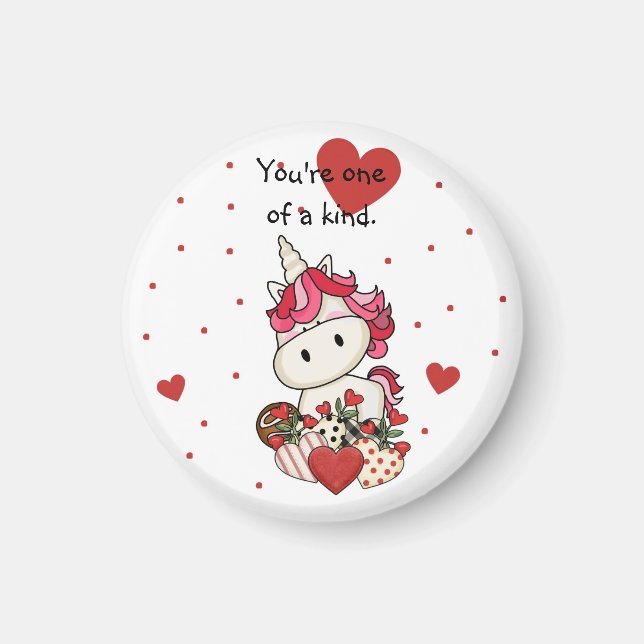 Cute Unicorn Valentine's Day Magnet (Front)