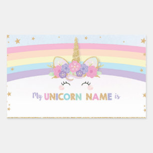 Cute Unicorn What is Your Unicorn Name Game  Rectangular Sticker