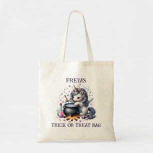 Cute Unicorn Witch Halloween Trick or Treat Tote Bag