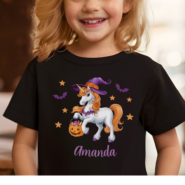 Cute Unicorn, Witch Hat and Pumpkin T-Shirt (Creator Uploaded)