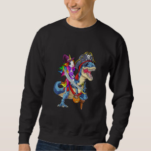 Cute Unicorn Witch Riding Dinosaur Pumpkin Hallowe Sweatshirt