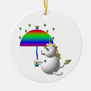 Cute unicorn with an umbrella ceramic tree decoration