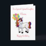 Cute Unicorn with Balloons Granddaughter Birthday Card<br><div class="desc">Cute Unicorn with Balloons Granddaughter Birthday Card</div>