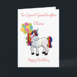Cute Unicorn with Balloons Granddaughter Birthday Card<br><div class="desc">Cute Unicorn with Balloons Granddaughter Birthday Card</div>