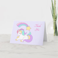 Cute Unicorn with Colourful Shooting Star Thank Yo