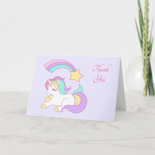 Cute Unicorn with Colourful Shooting Star Thank Yo You Card