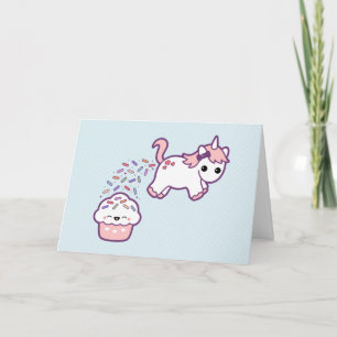 Cute Unicorn with Cupcake Card