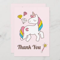Cute Unicorn with Cute Wand & Diamonds. Thank You