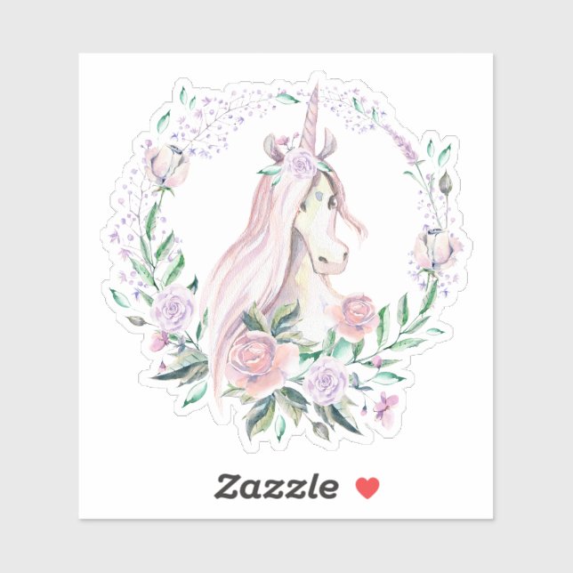 Cute unicorn with flowers wreath (Sheet)