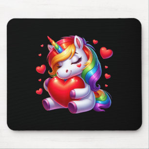 Cute Unicorn With Heart Valentines Day For Girls W Mouse Pad