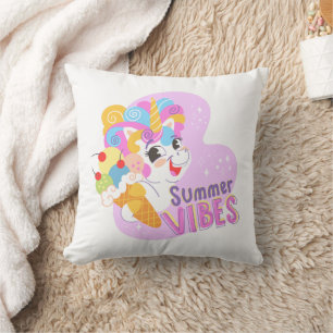 Cute unicorn with ice cream cushion