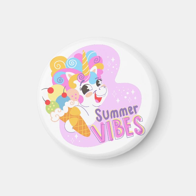 Cute unicorn with ice cream magnet (Front)