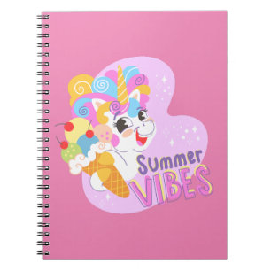 Cute unicorn with ice cream notebook