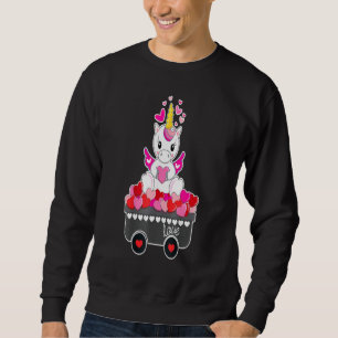 Cute Unicorn With Love Car Valentines Day Girls Ki Sweatshirt