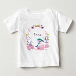 Cute unicorn with Name Baby T-Shirt