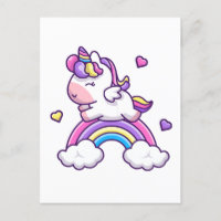 Cute Unicorn With Rainbow Cartoon