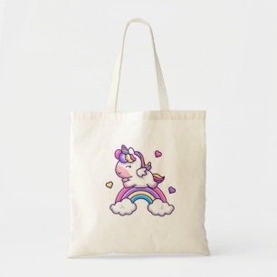 Cute Unicorn With Rainbow Cartoon Tote Bag