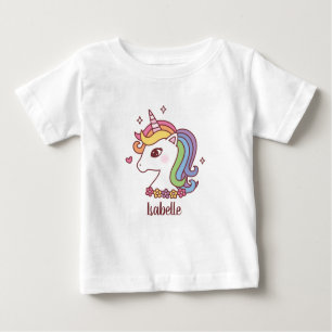 Cute Unicorn with Rainbow Mane Doodle Baby Girl Baby T-Shirt