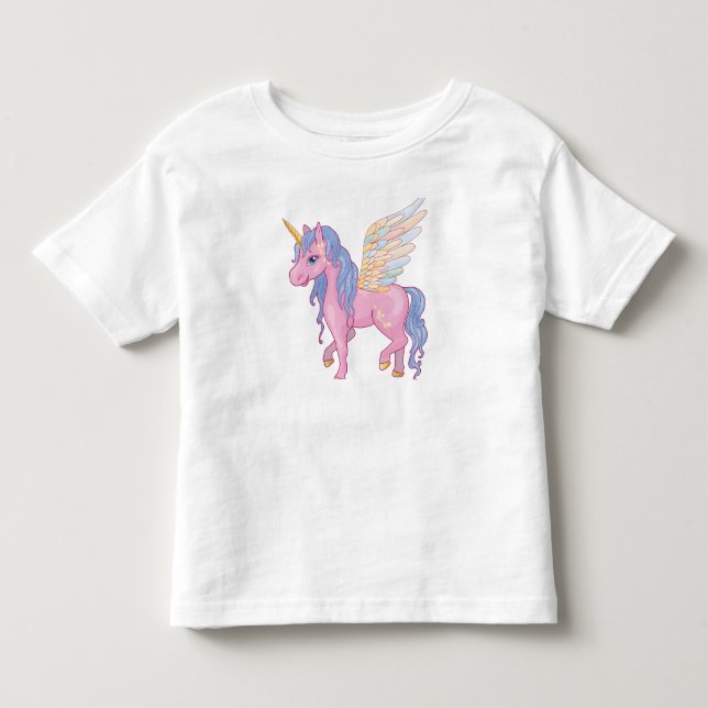 Cute Unicorn with rainbow wings illustration Toddler T-Shirt (Front)