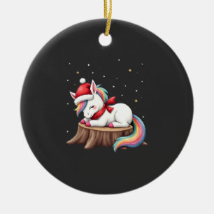 Cute Unicorn with Scarf Christmas Xmas Holiday T-S Ceramic Tree Decoration