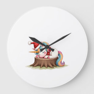 Cute Unicorn with Scarf Christmas Xmas Holiday T-S Large Clock