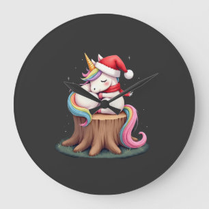 Cute Unicorn with Scarf Christmas Xmas Holiday T-S Large Clock