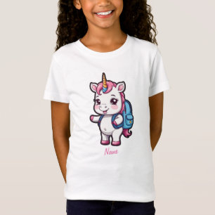 Cute unicorn with school backpack T-Shirt