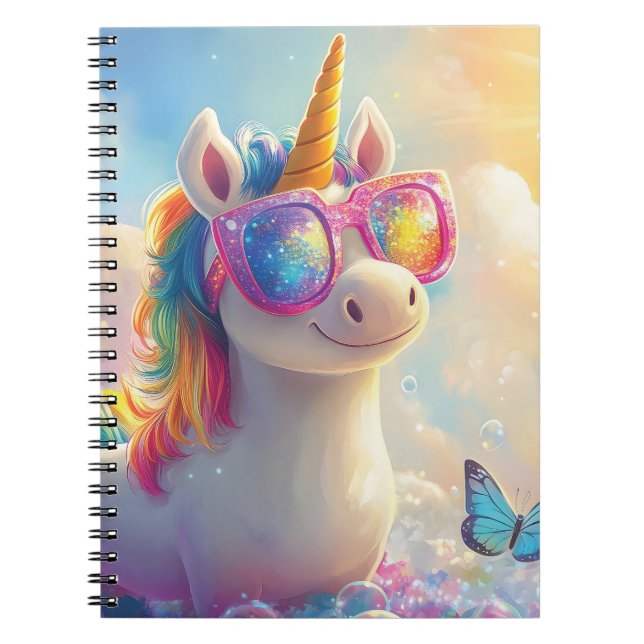 Cute Unicorn with Sunglasses: Magical and Fun Notebook (Front)