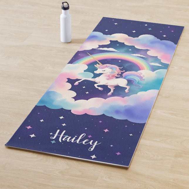 Cute Unicorn Yoga Mat with Custom Name (In Situ)