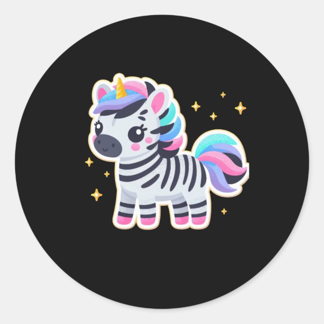 Cute Unicorn Zebra Sticker  (Front)