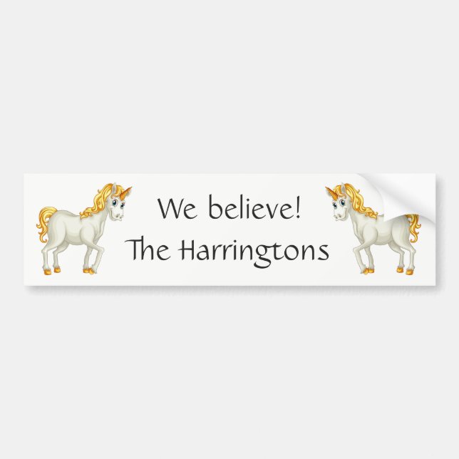Cute Unicorns custom text bumpersticker Bumper Sticker (Front)