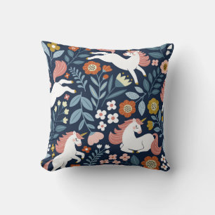 Cute Unicorns Floral Vintage Pattern Cushion