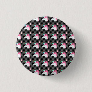 Cute Unicorns Flower Emoji Polka Dots Pattern 3 Cm Round Badge