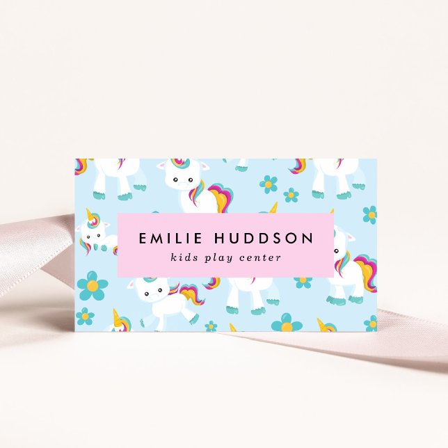 Cute Unicorns, Kids Play Centre, Activity Centre Business Card (Creator Uploaded)