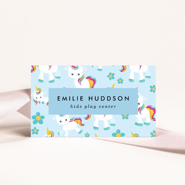 Cute Unicorns, Kids Play Centre, Activity Centre Business Card (Creator Uploaded)
