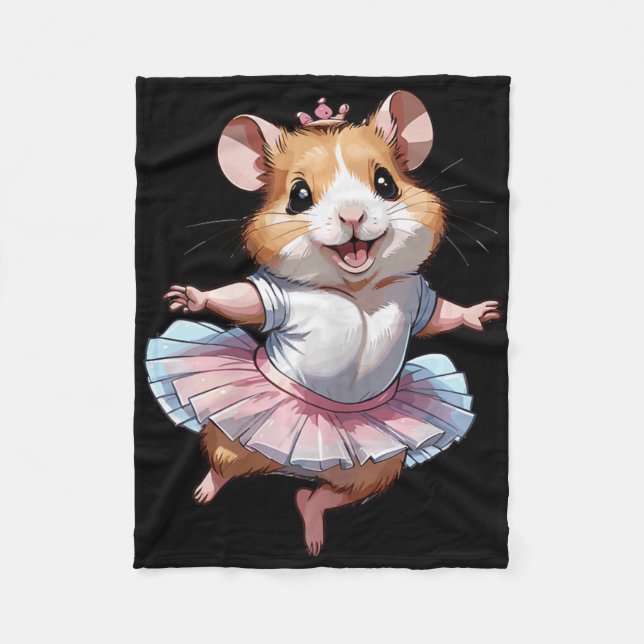 Cute Unique And Modern Hamster Ballet And Ballerin Fleece Blanket (Front)