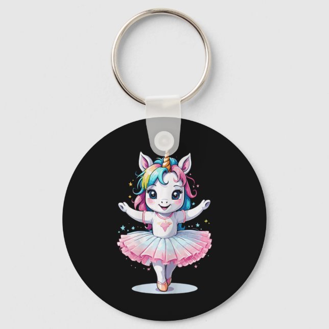 Cute Unique And Modern Unicorn Ballet And Ballerin Key Ring (Front)