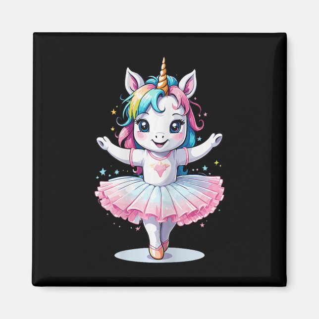 Cute Unique And Modern Unicorn Ballet And Ballerin Magnet (Front)