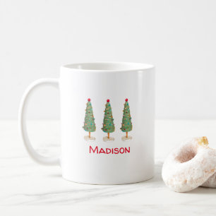 Cute unique artsy Christmas tree mug