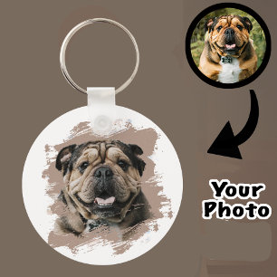 Cute Unique Bulldog or Your Photo Grunge Dog Mom Key Ring