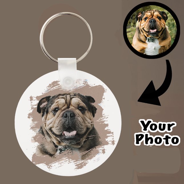 Cute Unique Bulldog or Your Photo Grunge Dog Mum   Key Ring (Creator Uploaded)