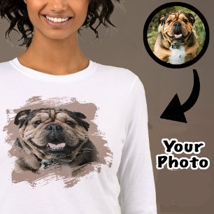 Cute Unique Bulldog or Your Photo Grunge Dog Mum Tri-Blend Shirt