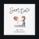 Cute Unique Couple Dancing Romantic Wedding  Magnet<br><div class="desc">Cute and unique save the date wedding magnet with an illustration of a girl and a boy dancing. Illustrated and designed by Patricia Alvarez.</div>