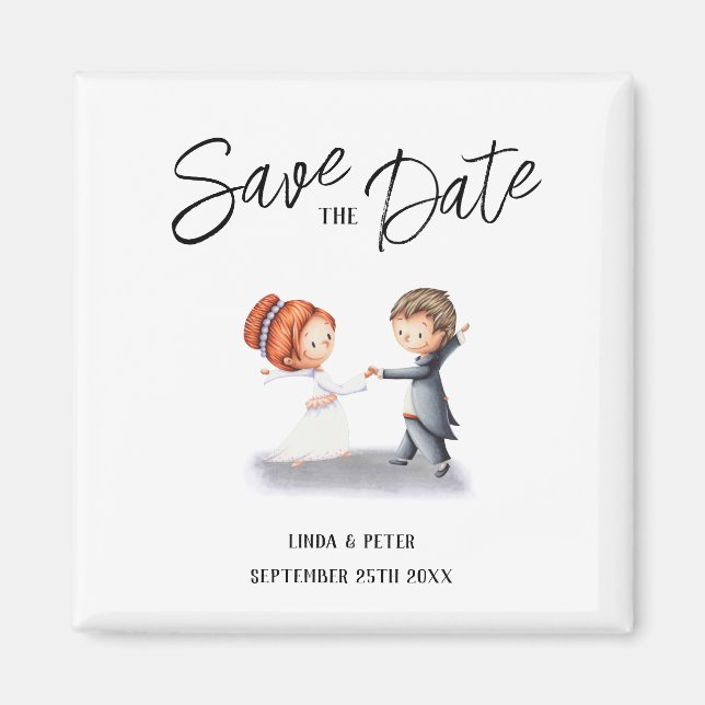 Cute Unique Couple Dancing Romantic Wedding  Magnet (Front)