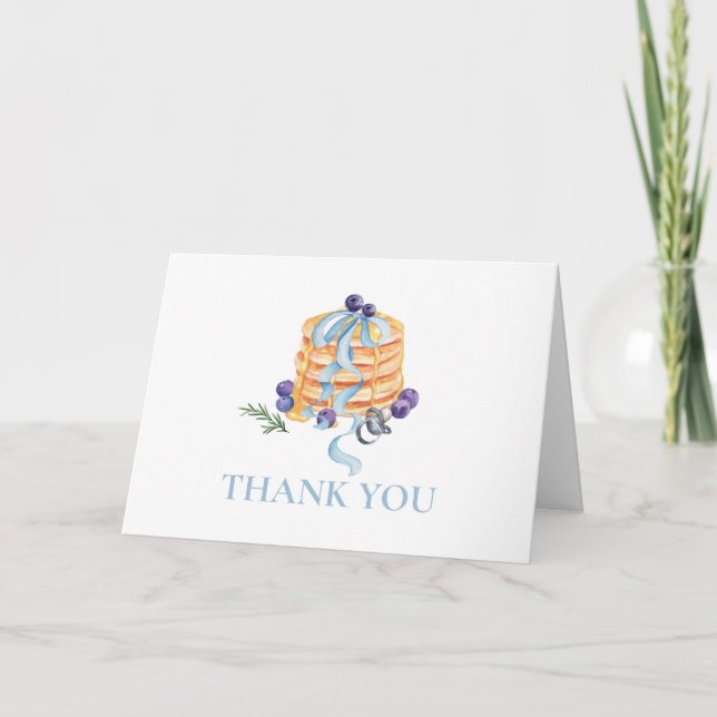 Cute Unique French Blueberry Pancake Baby Shower  Thank You Card (Front)