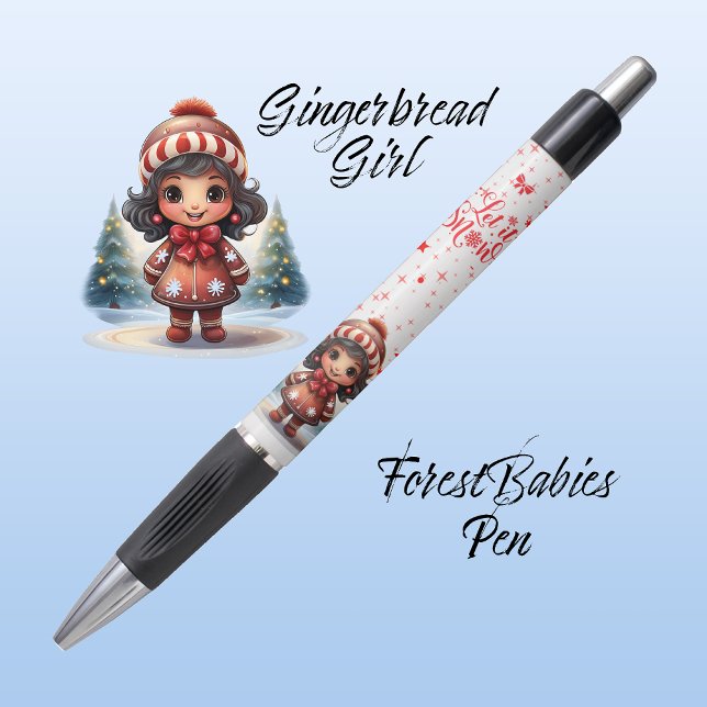 Cute Unique Gingerbread Girl, Let it Snow, White (Gingerbread Girl, Christmas Trees, "Let it Snow" Sparkle Stars, Xmas Holiday Season ForestBabies Pen)
